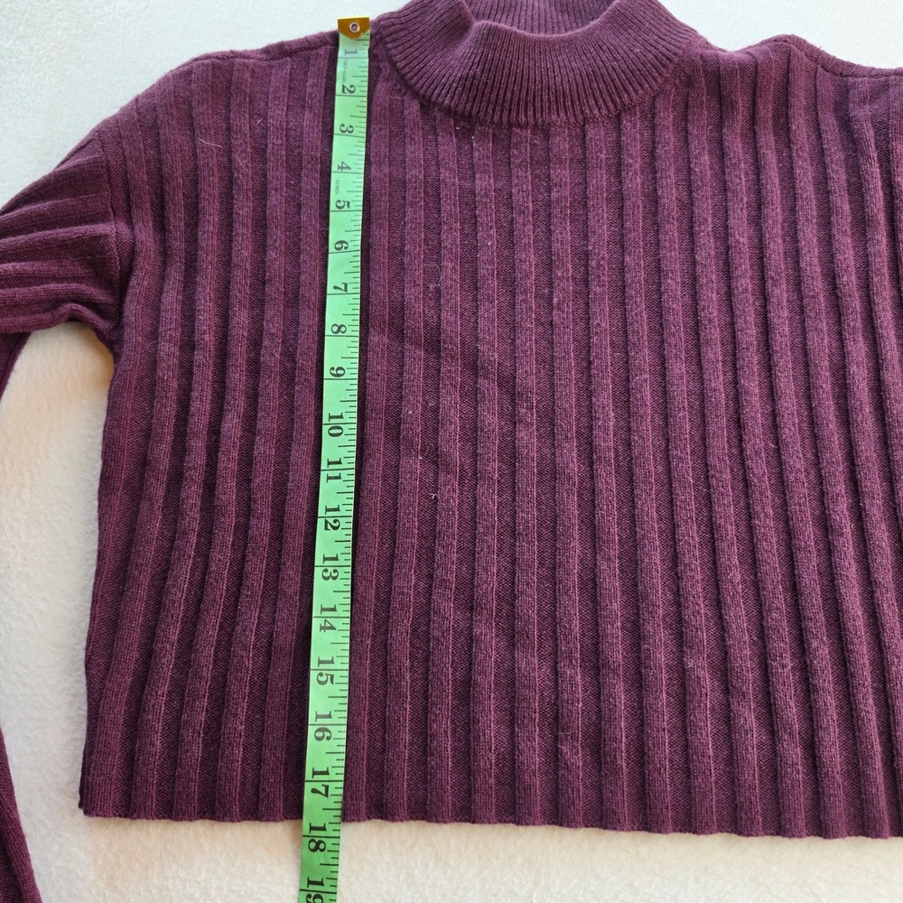 Madewell NWT Mockneck Ribbed Wool Blend‎ Cropped Sweater Plum Purple NM625 XS - Picture 9 of 9
